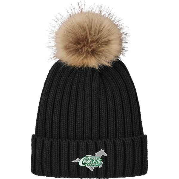 NJ Colts Faux Fur Pom Beanie