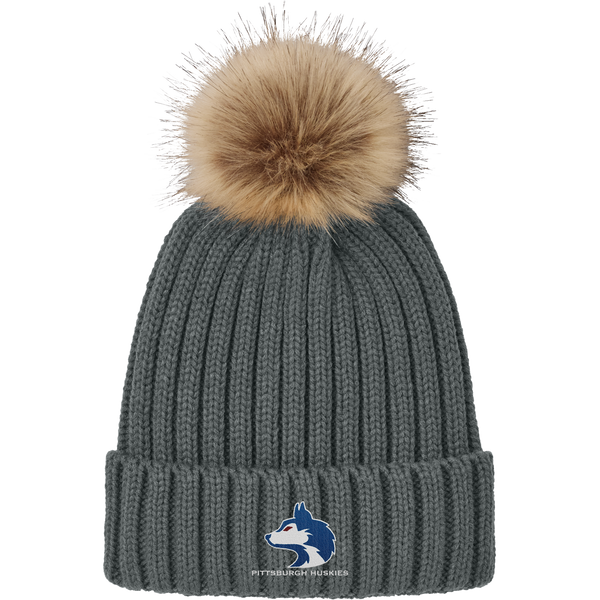 Pittsburgh Huskies Faux Fur Pom Beanie
