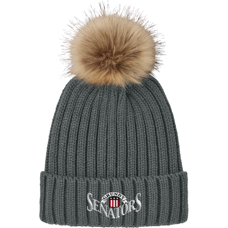 Grundy Senators Faux Fur Pom Beanie