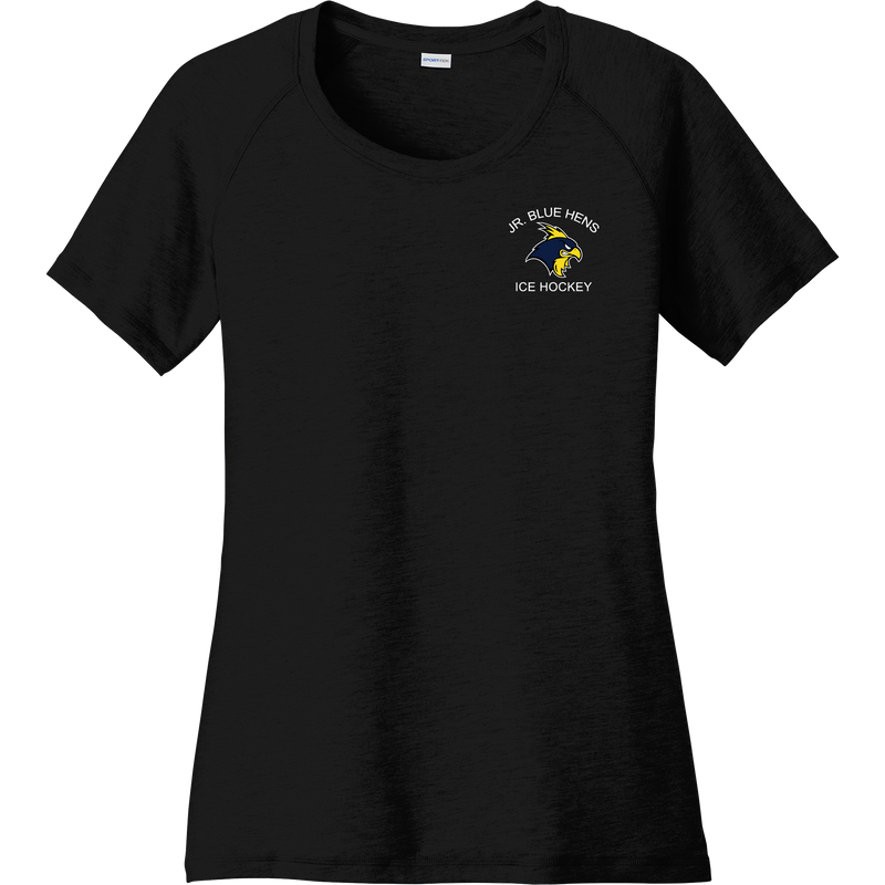 Delaware Jr. Blue Hens Ladies PosiCharge Tri-Blend Wicking Scoop Neck Raglan Tee