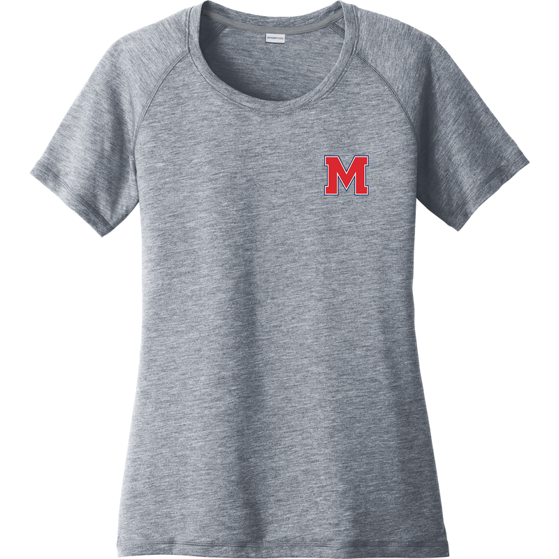 Mount St. Charles Ladies PosiCharge Tri-Blend Wicking Scoop Neck Raglan Tee